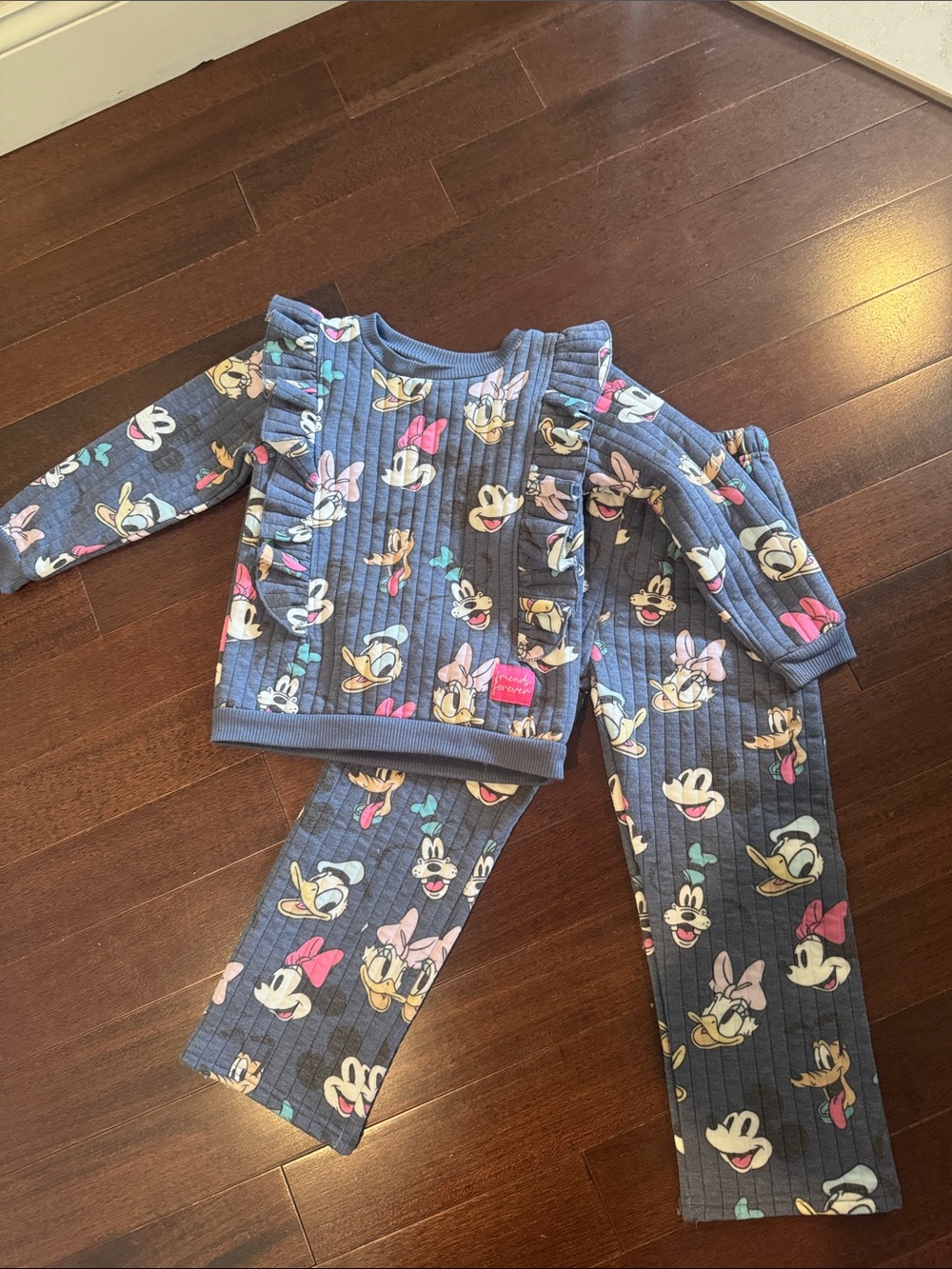Disney Blue Minnie & Friends Quilted Jogger Set with Ruffles